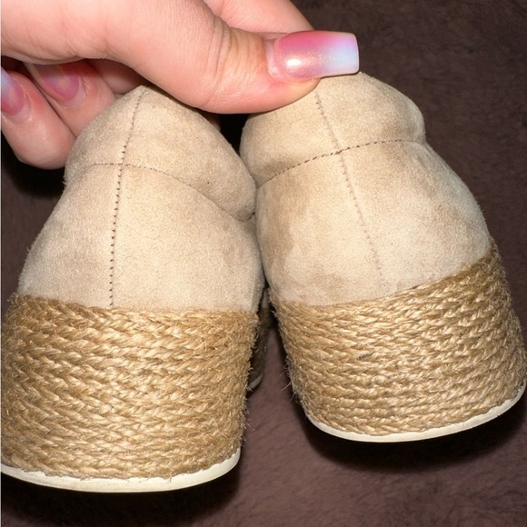 Vince women’s tan suede espadrille platform flat shoe 5.5 boho vacation fall